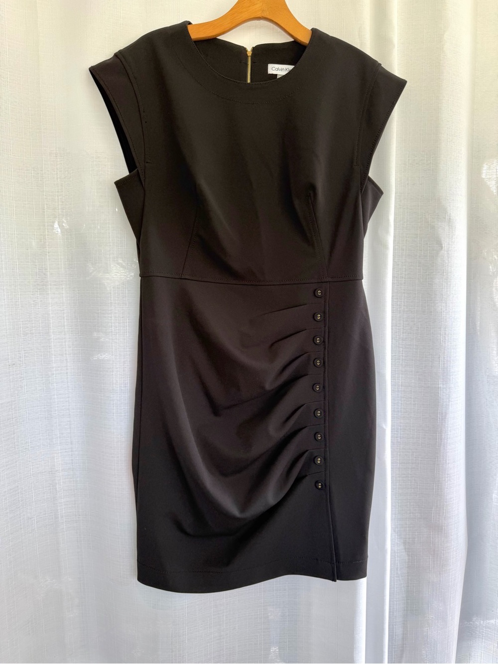Calvin Klein Women’s Size 10 Black Ruched Sheath Dress Career Office